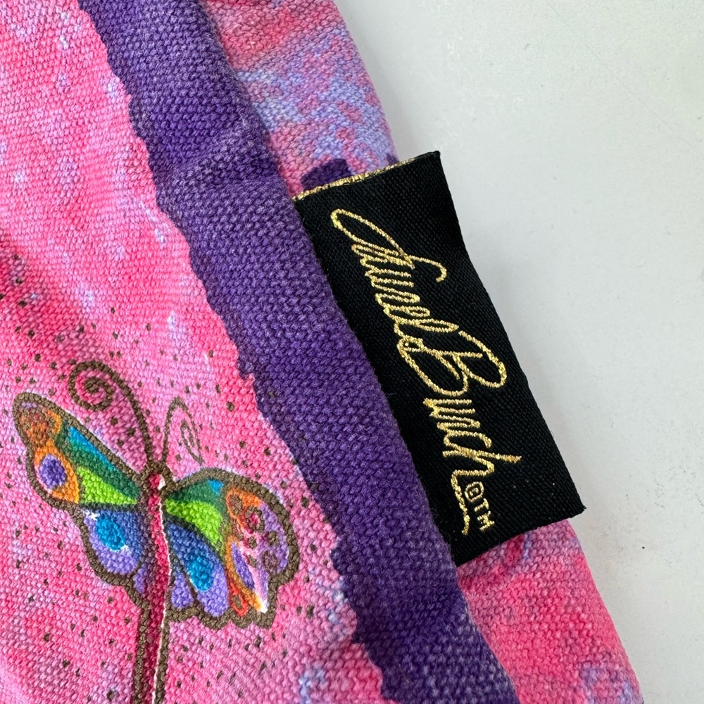 Laurel Burch Cat Tote large handbag pink purple beaded water resistant lined - Picture 9 of 11